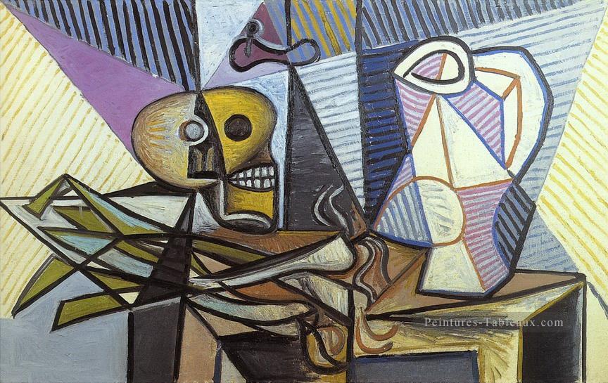 Poireaux grue et pichet 4 1945 cubisme Pablo Picasso Peintures à l'huile
